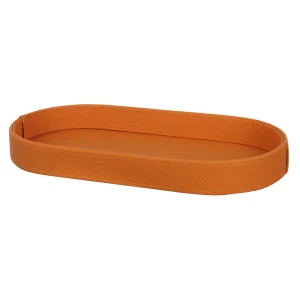 BANDEJA DECORATIVA OVAL LARANJA PU MEDIA MODERNA 40X20X5CM