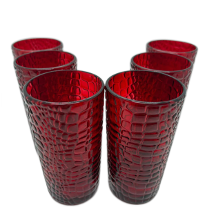 JOGO COPO VIDRO VERMELHO CROCODILE 375ML C/6