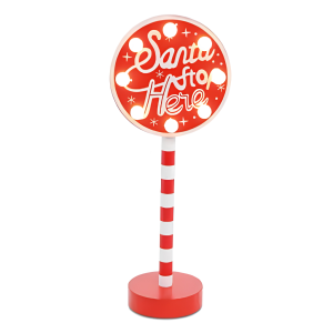 PLACA DECORATIVA NATAL SANTA STOP HERE C/LED 31CM
