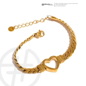 Shelly - Colar e Pulseira em corrente unido por um coração banhado a ouro de 18k