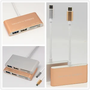 Adaptador 5 em 1 Tipo-c 3.1 Otg Usb 3.0 2.0 Hub Sd/tf Leitor P