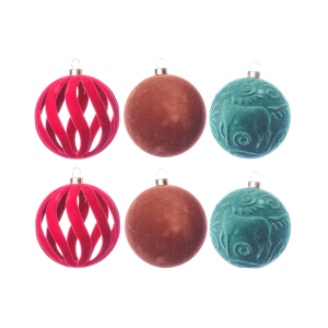 TUBO BOLAS DE NATAL VELUDO 8CM C6 PCS (ESCOLHER A COR)