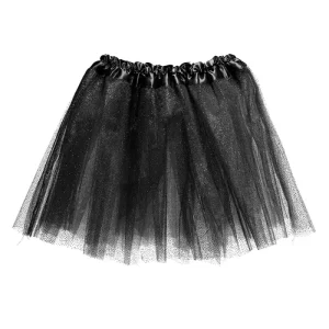 Saia Tule Adulto com Brilho – 40cm – Preto