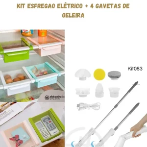 Kit esfregão Elétrico + 4 Gavetas de geleira
