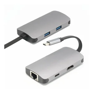 Hub Adaptador USB-C 5 em 1 Palide – HDMI 4K, Gigabit Ethernet (RJ45), USB 3.0 e PD