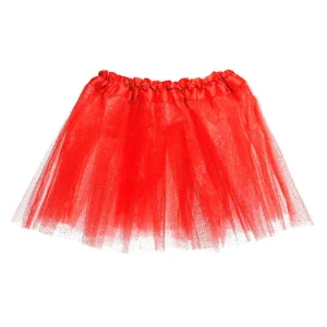 Saia Tule Infantil com Brilho – 30cm – Vermelho