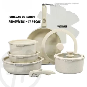 Conjunto de Panelas Antiaderentes com Cabo Removível, Compatível com Indução e Forno