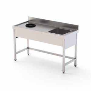 Mesa de lavagem c/orifício para lixo – 2 secções